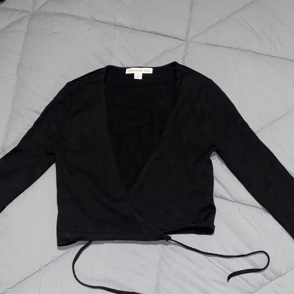 And Now This Black Wrap Crop Top